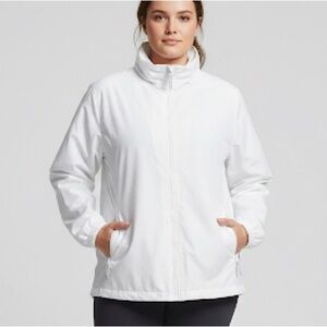 Lands’ End Lightweight Windbreaker Jacket Women’s 2X White Hooded Nylon